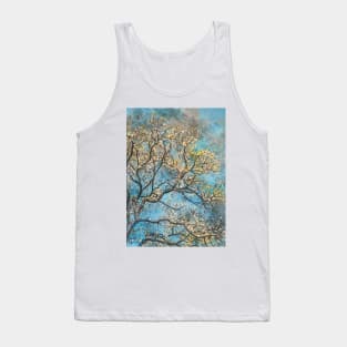 Watercolor tree on blue background #tree Tank Top